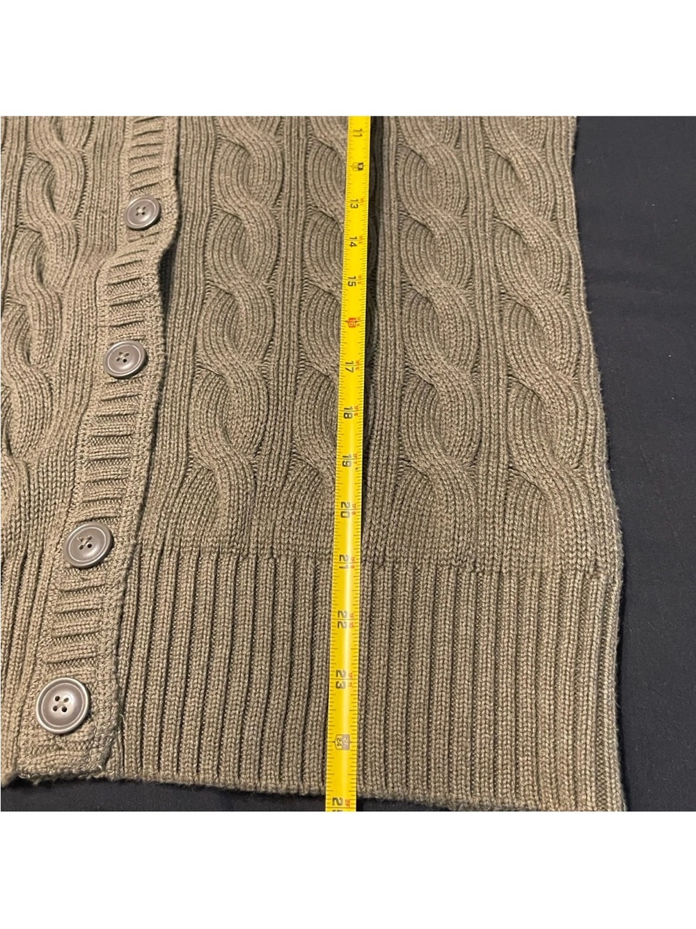 Polo Jeans Company Sweater Mens XL Olive Green Cable Knit Cardigan Button Front - Picture 3 of 7